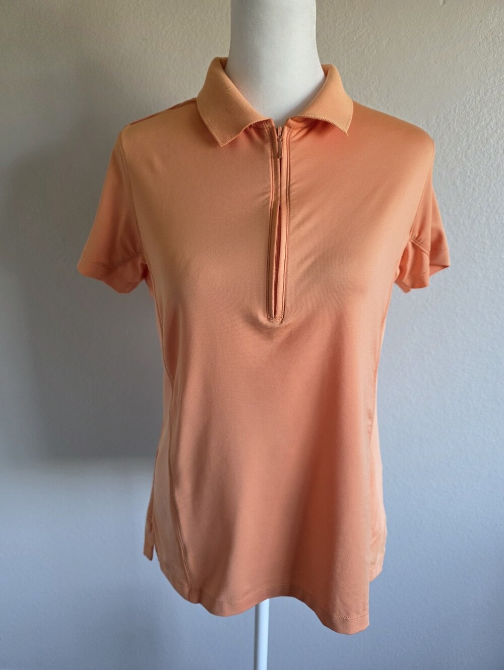 Peter Millar Wicking 50+ UPF Polo Element Women Sz M Orange 1/4 Zip Short Sleeve